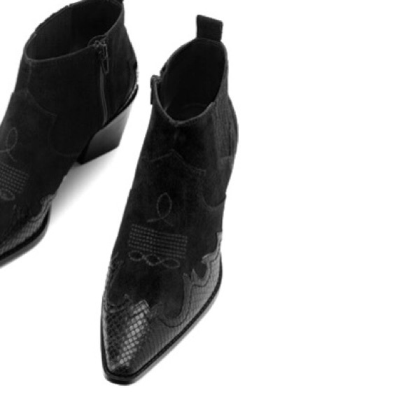 Zara NWT Split Suede Embroidered  Cowboy Ankle Booties in size 10/ EURO 41. - Picture 10 of 11